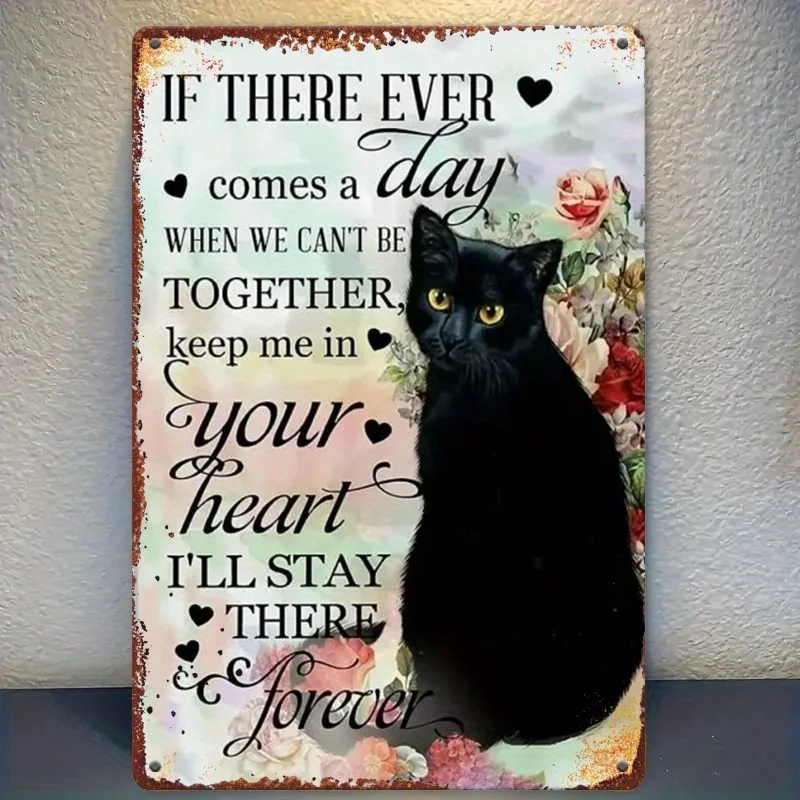 , Black Cat Inspirational Quote Metal Tin Sign,  ,  Iron Wall Hanging Decor, Humorous Room Art, Home & Garden Decor, Farmhouse S