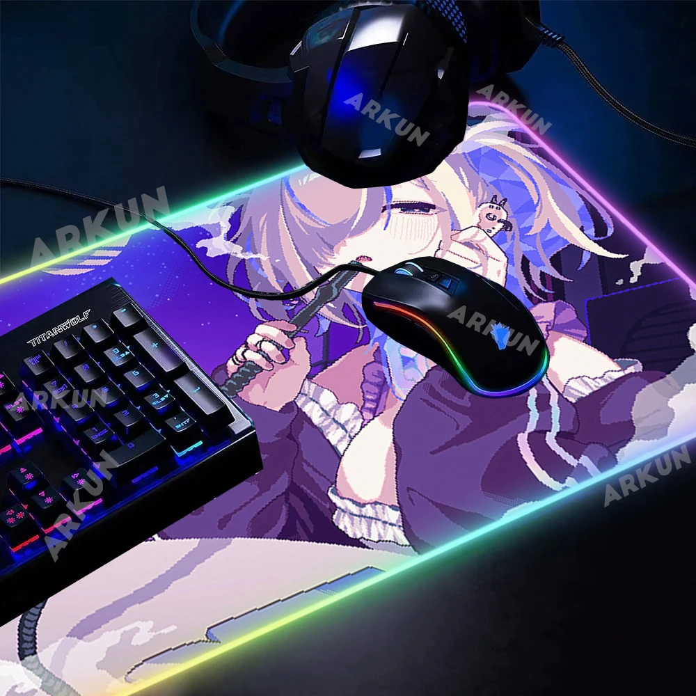 XXL RGB 90x40 Visual Life Simulation Adventure Game Cute Pixel Hookah Haze Gaming Mouse Pad Large LED Light Computer Backlit Mat