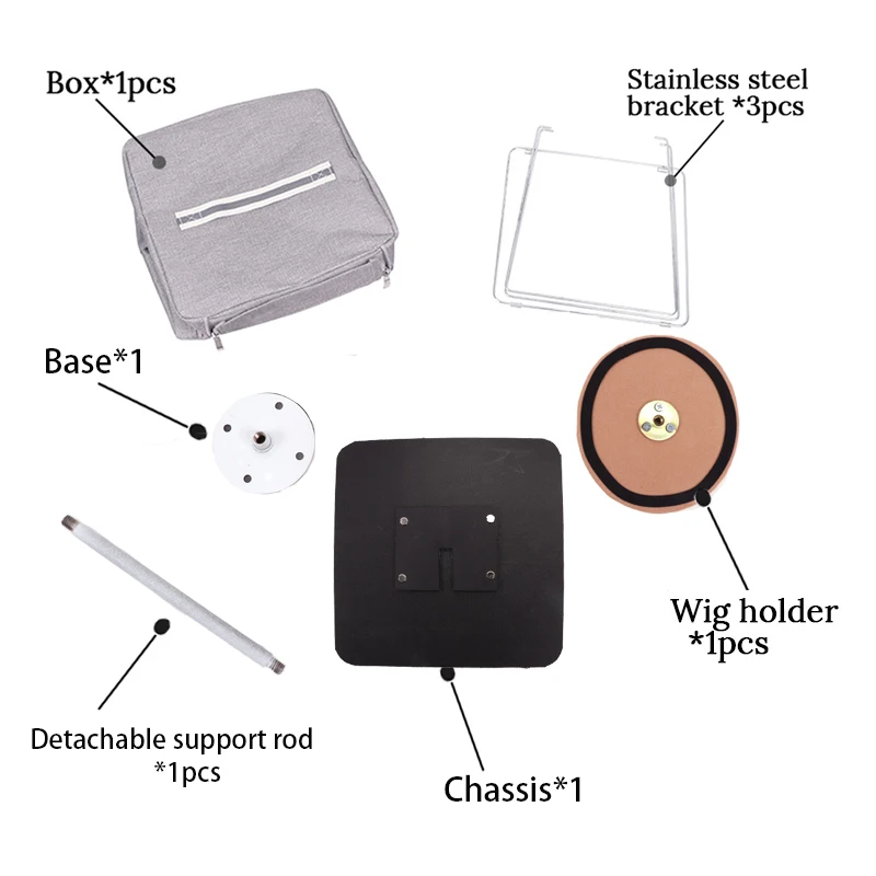 Half Hoofd Met Stand Voor Pruik Display Pruik Travel Case Haar Opslag Voor Toupet Pruiken Grijs Mode Pruik Zak Draagbare carrying Box