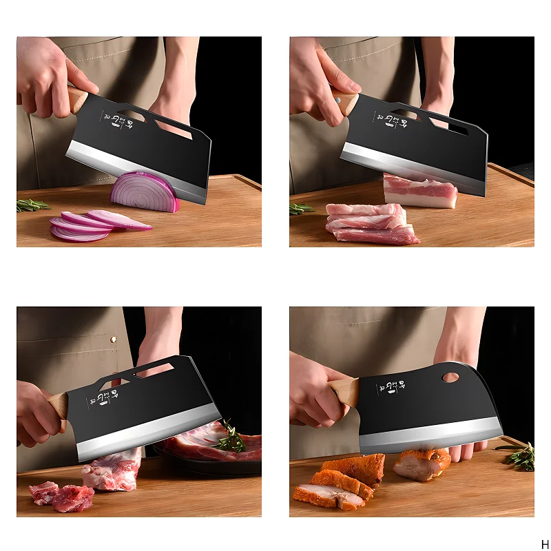 1/2pc High-Carbon Steel Chef's Knife, Meat Cutter Bone Chopper Chef's Knife Chopping and Slicing Knife C