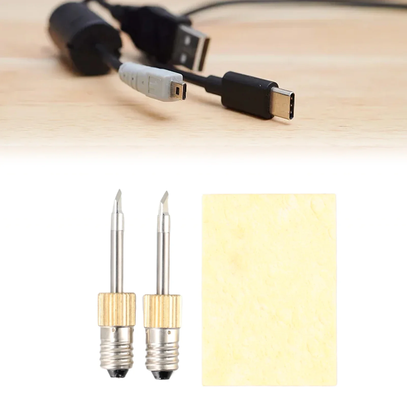 2 ชิ้นชุดไร้สายแบตเตอรี่Soldering Ironเคล็ดลับเหมาะสําหรับUsb Soldering Tip E10 อินเทอร์เฟซWorkshopอุปกรณ์เครื่องมือ