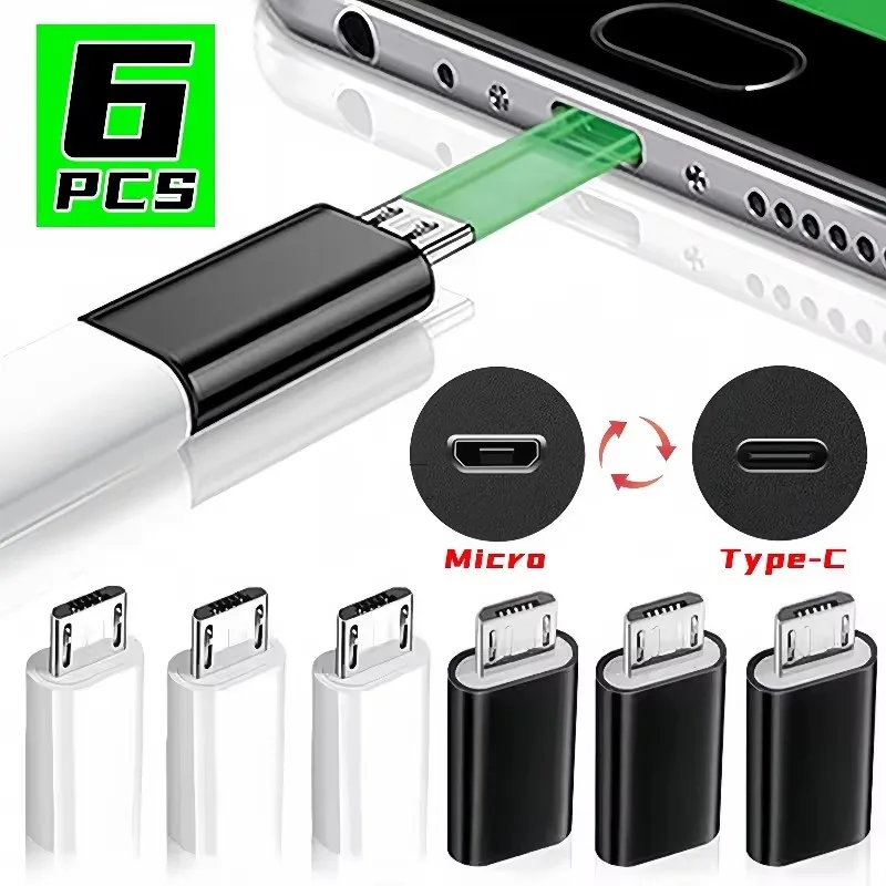 1/3/6Pcs USB Type C To Micro USB Android Adapter Connector For Phone Tablet Micro USB Male To Type C Female Converter