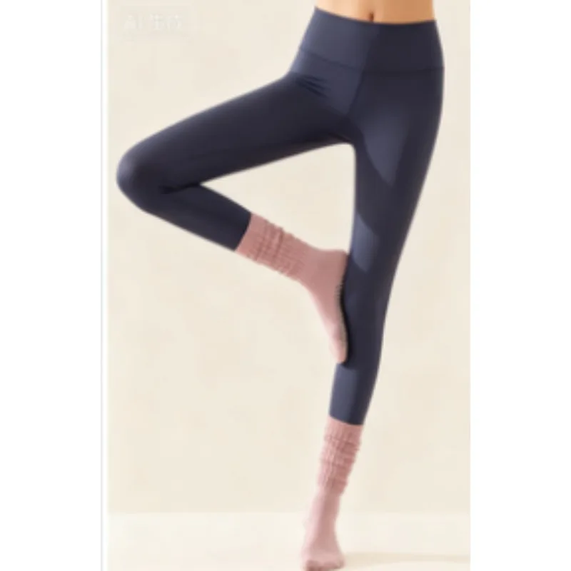 Women Cotton Non Slip Pilate Socks Long Stacked Tube for Yoga Fitness Silicone Winter Indoor Gym Floor Yoga Clothing Socks