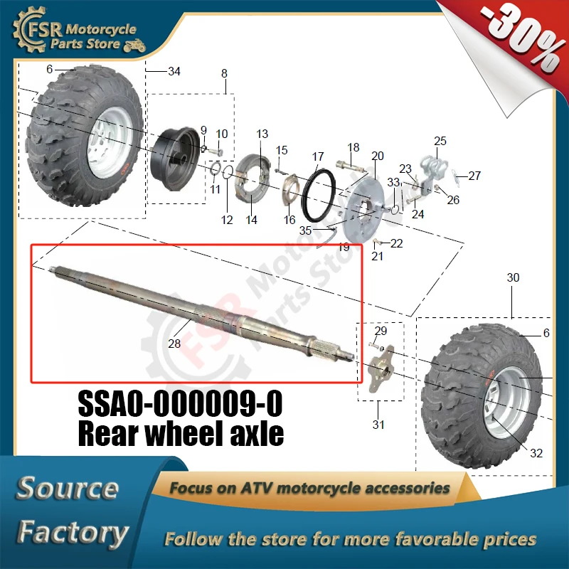 

Rear wheel axle,Fits JIANSHE ATV 250-5,P/N:SSA0-000009-0,Quad buggy parts