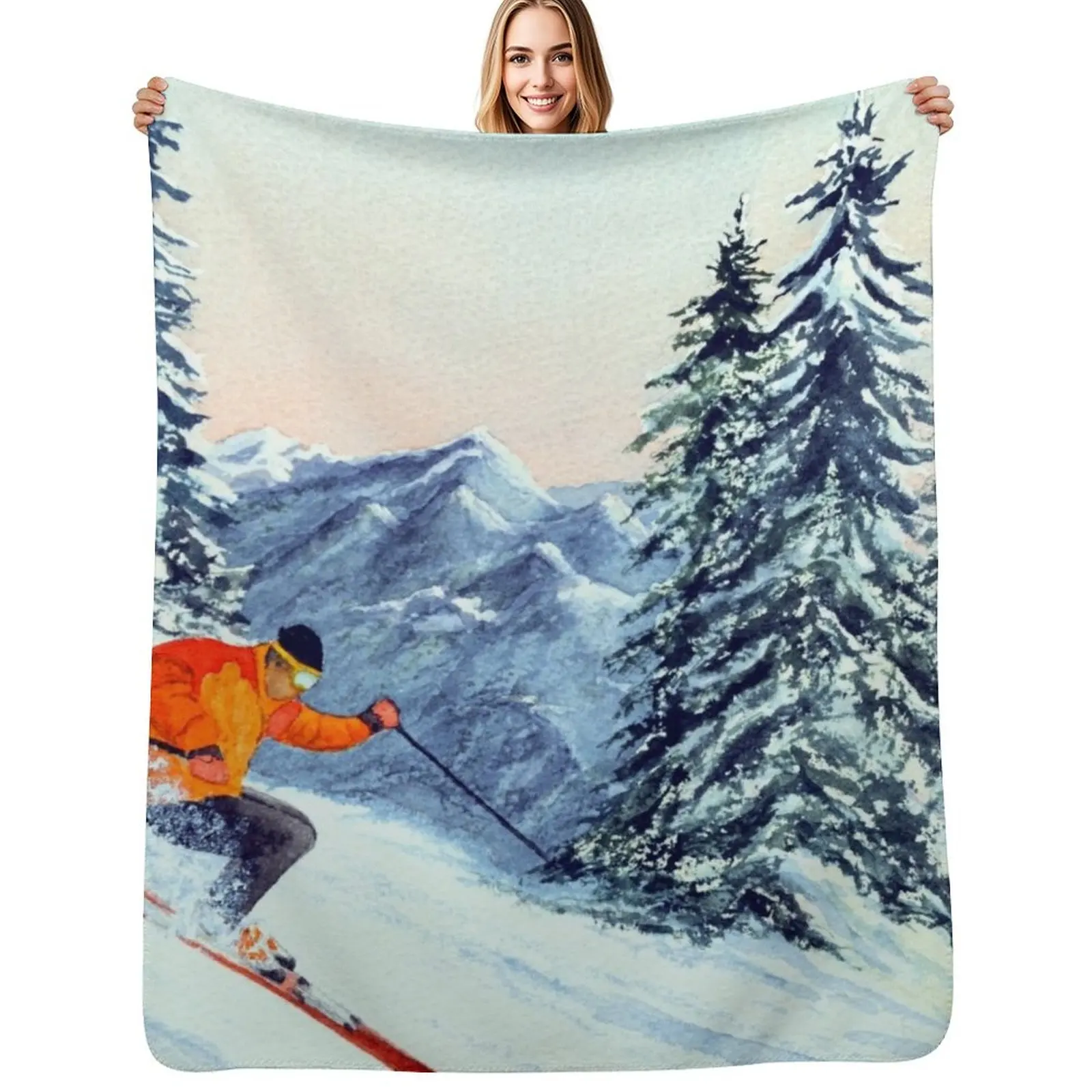 Skiing - The Clear Leader Throw Blanket Soft Warm Blanket Gift for Men Women Adults
