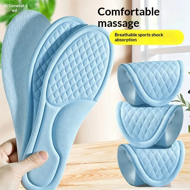 Popcorn Cloud Feel Sport Insoles Shock Absorbing Anti Odor Sweat Wicking Cushion Inserts for Men Women Sneakers