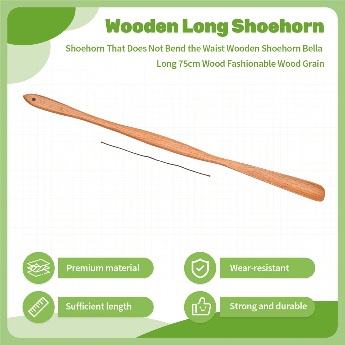 

Y14ALong Рожок для обуви, который не изгиб на талии Деревянный рожок для обуви Bella Long 75 см, модное деревянное зерно