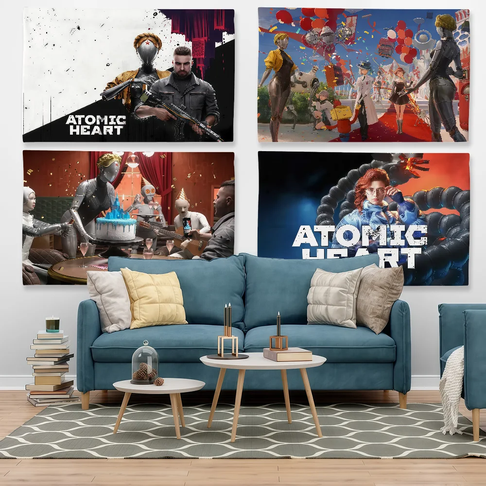 Game Atomic H-Heart Flag For Sports Matches  Games Parade Rally Holiday Festival Backyard Balcony Club Bar Decor