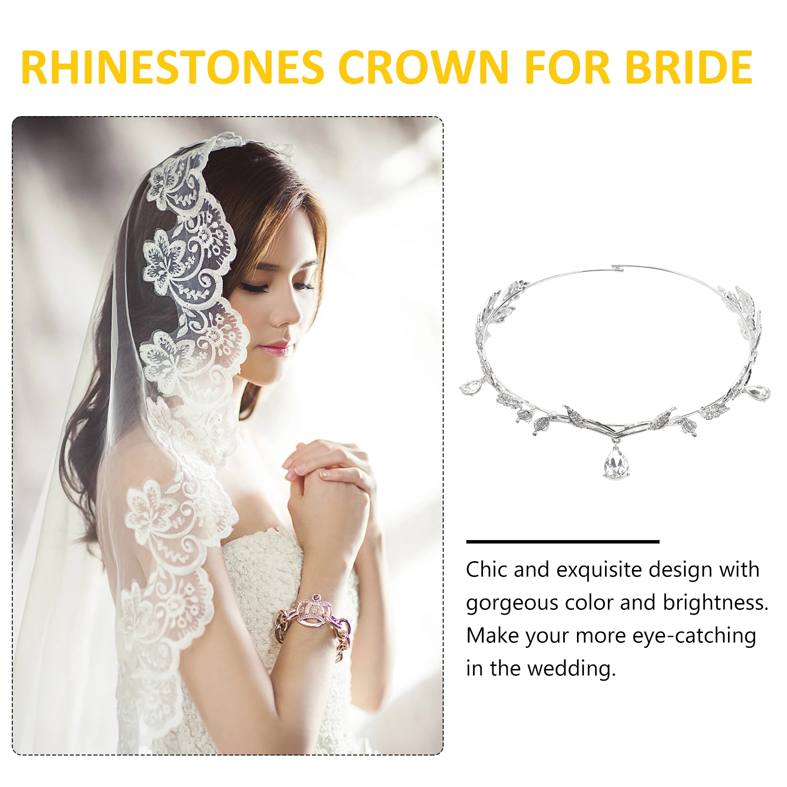 

Rhinestone Tiara Crystal Crown Bridal Headgear Wedding Engagement Parties Women Tiara Jewelries Decorations Hair Accessories