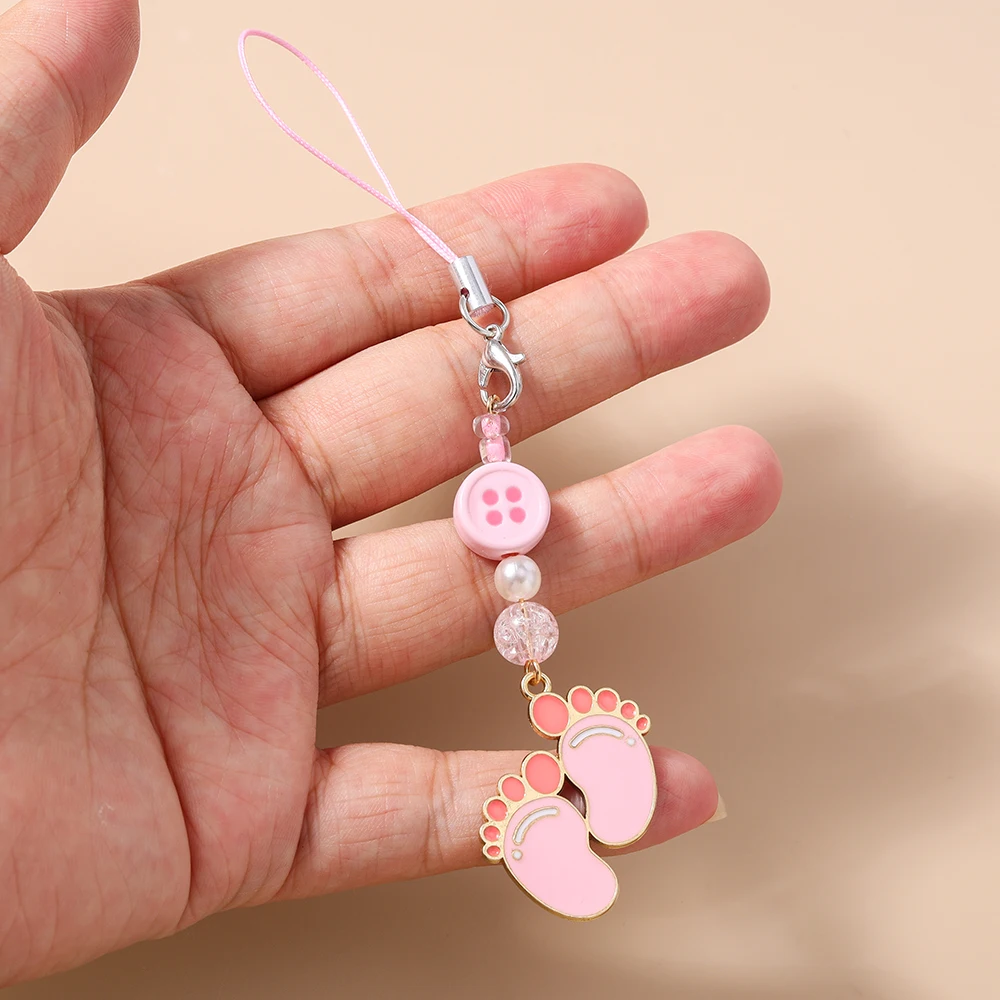 Aihua Niedlicher Baby-Fußabdruck Handy-Lanyard Schlüsselanhänger Handgefertigte Telefonkette Hängender Telefonriemen Schmuck Geschenke Accessoires – Detail 7