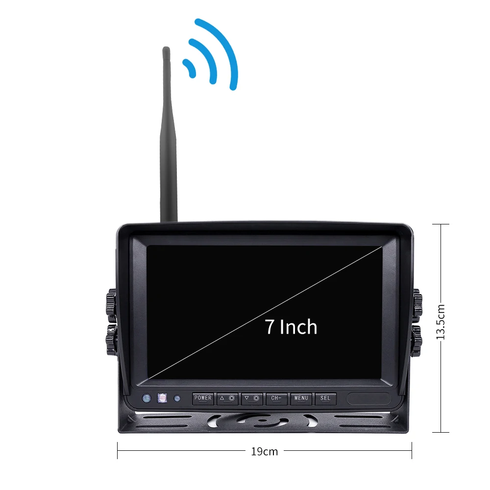 Telecamera di retromarcia IPS da 7 pollici per ausilio di retromarcia per auto Telecamera frontale per carrello elevatore wireless impermeabile 24V Aiuto frontale di backup
