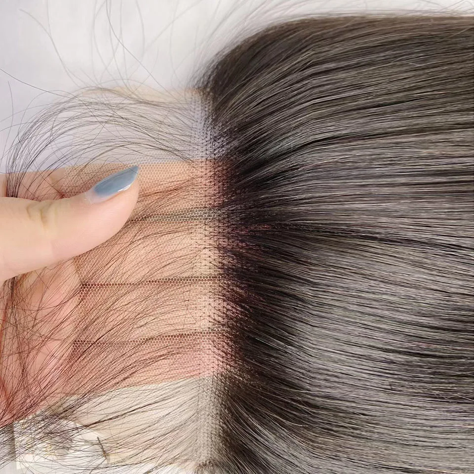 Straight 6×6 Closure Transparent Swiss 13x6 Lace Frontal Pre Plucked Ear to Ear Peruvian Human Hair For Black Women image 3