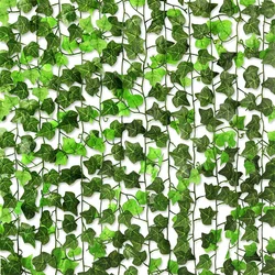 2.4M 100pcs Leaf 1 piece Home Decor Artificial Ivy Leaf Garland Plants Vine Fake Foliage Flowers Creeper Green Ivy Wreath