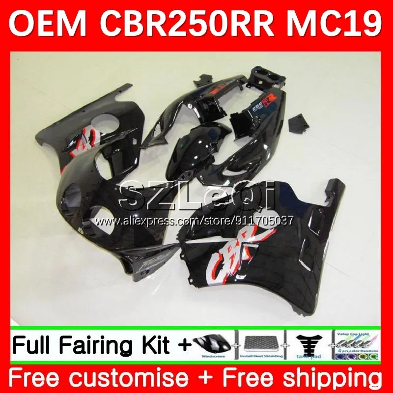 Injection Body For HONDA Gloss black CBR250RR MC19 CBR250 26No.21 CBR 250 RR CC 250RR 88 89 CBR 250CC 1988 1989 + Decal Fairing