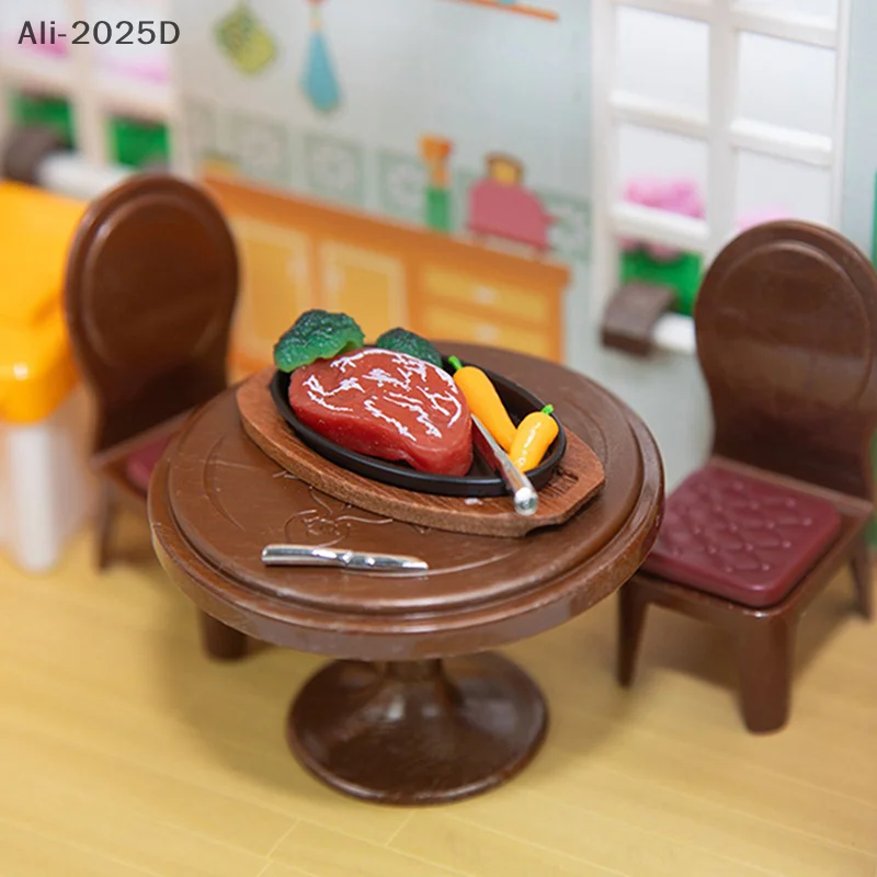 

Miniature Items Dolls Food Miniature Simulation Mini Red Wine Steak Set Model Toys For 1/12 Dollhouse Kitchen Decor Accessiries