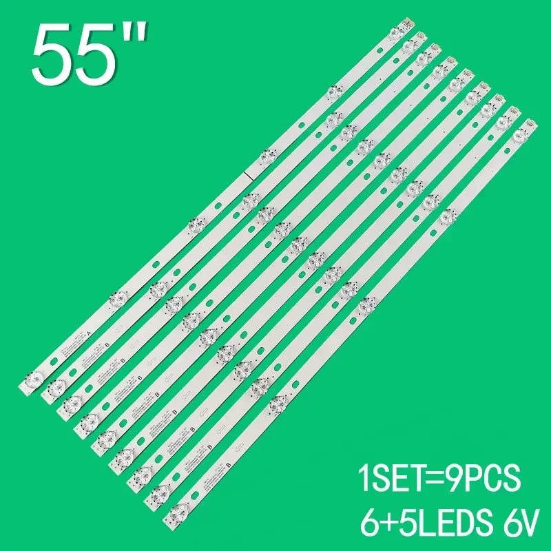 

1set=9pcs 5/6LEDs 6V 560/570mm for 55inch LCD TV backlight strip JS-D-JP55DM-A51EC JS-D-JP55DM-B51EC 55DM1000/300MA-1BIN/FHD-8S