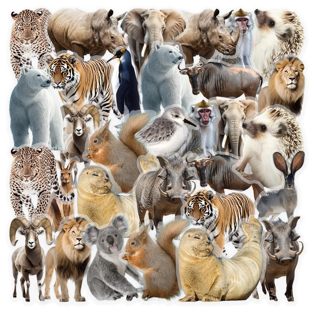 

10/50pcs Transparent African Zoo Wild Animals Stickers Aesthetic DIY Kids Toy Phone Skateboard Laptop Fridge Car Decals Sticker