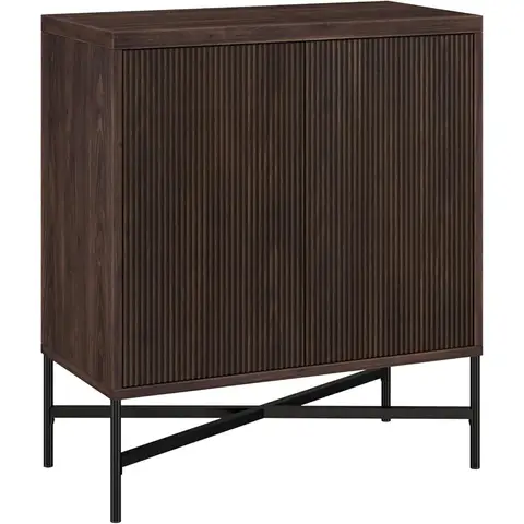 Henn&Hart 28" Fluted Wooden Accent Cabinet, Modern Ribbed Sideboard Buffet Cabinet with 2 Doors and an Adjustable Shelf for Livi
