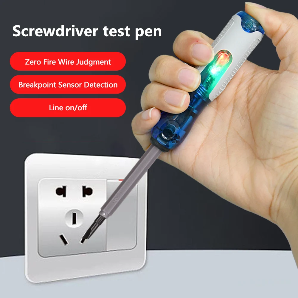 

New Screwdriver Induction Test Pencil Voltage Tester Two-way Switching LED Light Magnetic Test Pen Electrician Tool AC24-250V