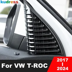 For Volkswagen VW T-Roc TROC 2017 2018-2021 2022 2023 2024 Carbon Fiber Car Front Door A Pillar Triangle Cover Trim Accessories