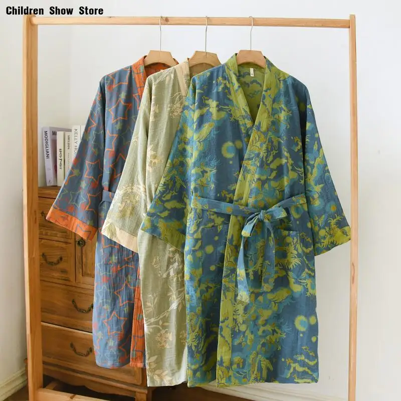 

Women's Cotton Sleepweawr Bathrobe Summer Autumn Shower Robe Gown Soft Home Dress Soft Sweat Steaming Bathrobe Nightgown