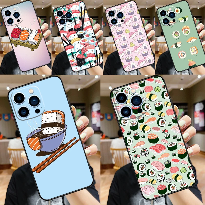 Funda de teléfono Kawaii Sushi Crowd para iPhone 17 Pro Max 14 13 12 11 15 16 Pro Max mini 16 Plus 16e 17 Air Funda