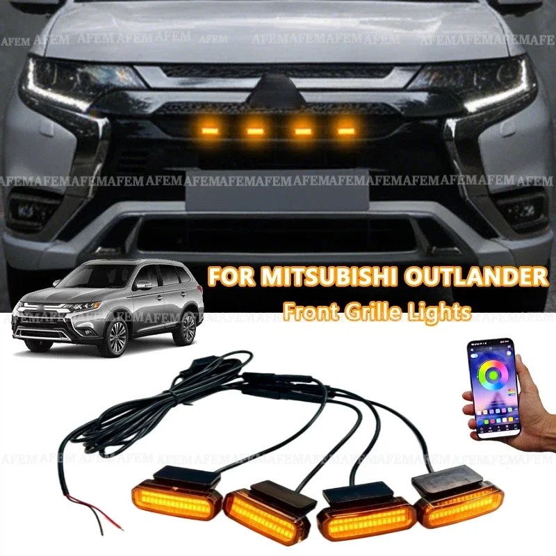 FOR MITSUBISHI OUTLANDER LED Front Grille Light  Car Daytime Running Light Wheel Eyebrow Lamp For Pickup Offroad 12V