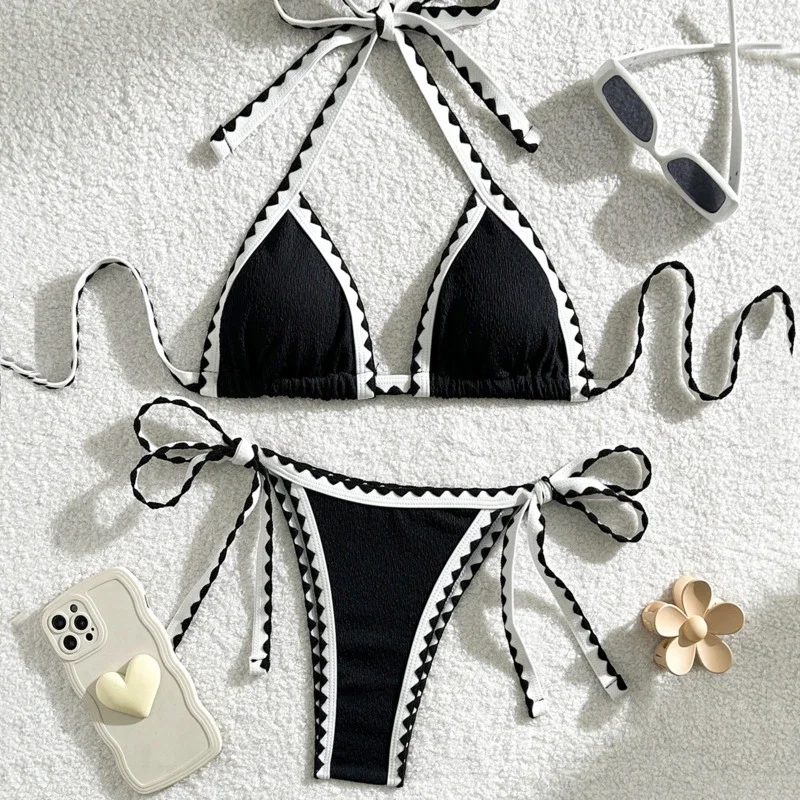 

Sexy Bikinis Bordered Swimsuits Women's Swimwear Push Up Female Beach Swim Wear Bathing Suits Brazilian Bikini Set Pool Bather