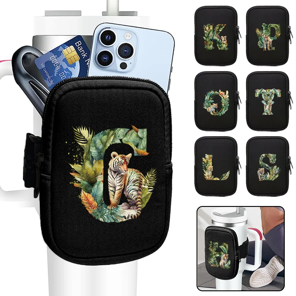 

Water Bottle Pouch for Stanley Cup 40oz/20oz/30oz Water Bottle Tiger Letter Series Tumbler Bag for Cards Keys Wallet Earphone