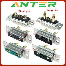 1PCS 7W2 30A Gold plated MALE FEMALE high current CONNECTOR D-SUB adapter solder type 5+2 plug jack high power 7 Power Position