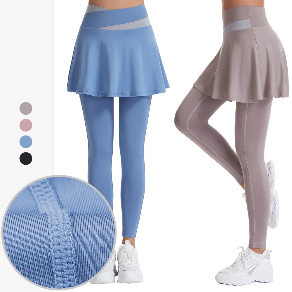 

Tennis Skorts Cross-waist Skirted Legging Yoga Legging with Skirts Tennis Leggings Soft Stretchy Tennis Dresses Running