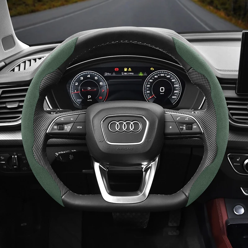 For Audi Suede Snap-on Steering Wheel Cover Fit A3 A4 A6 A5 A1 Tt Q3 8p B8 B6 B7 C6 C5 8l B5 B9 Sportback e Tron Accessories