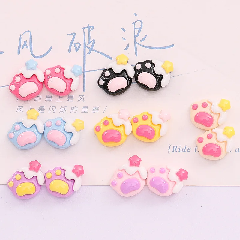 

200pcs Resin Mini Cute Cream Cat Claw Candy Flatback Charms DIY Scrapbooking for Hairpin Jewelry Craft Decoration Accessories