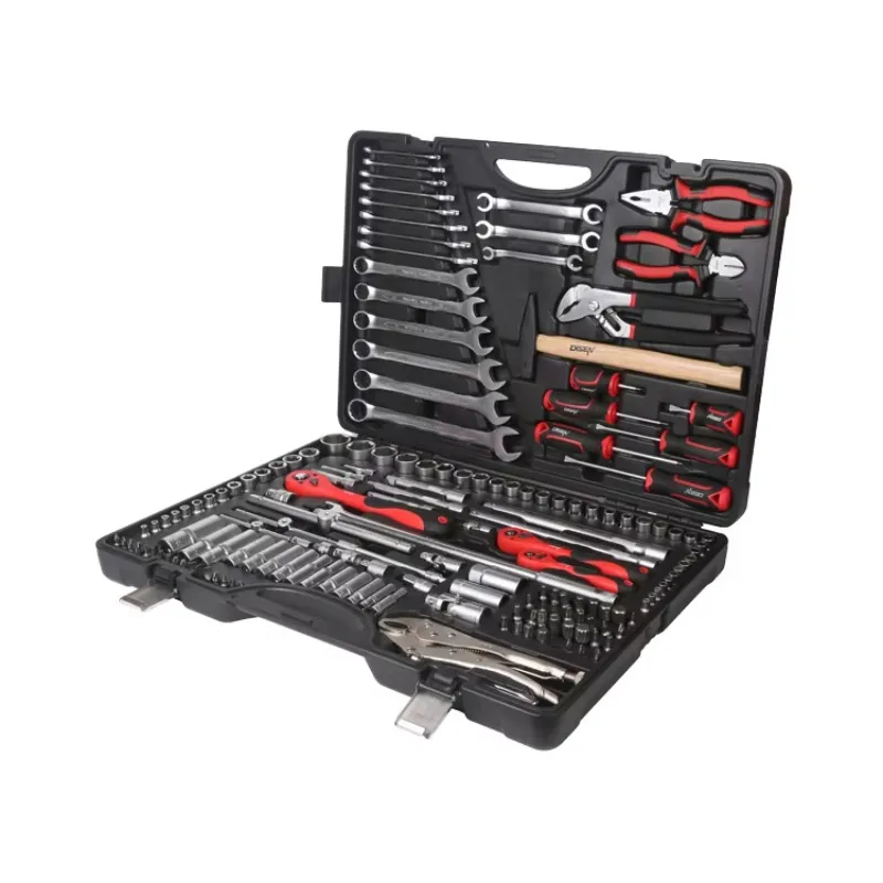 147PC Combination Auto Repair Tool Set Hand Power Source Ratchet Batch Head Cylinder Wrench Line Holding Knife OEM Hard Box