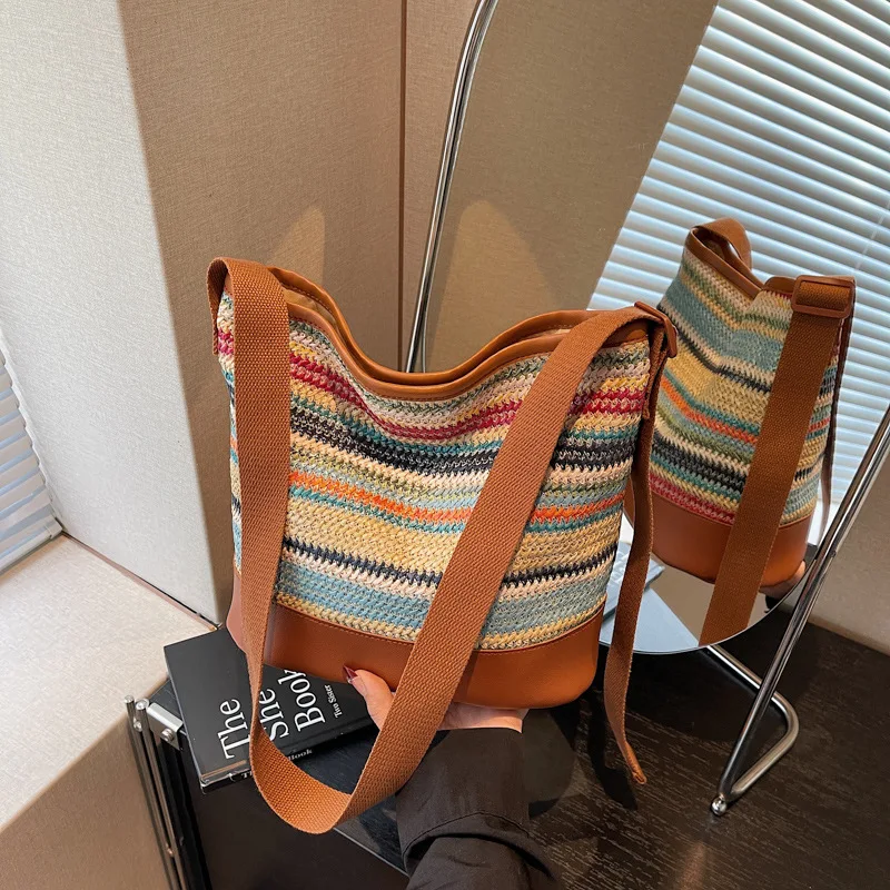 

Korean Shoulder Crossbody Bag for Women 2026 Straw Weaving Brand Small Ladies Cross Bags Fashion Luxury Designer Female Handbags
