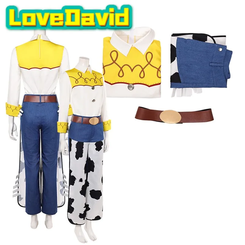 Disfraz de Jessie para Cosplay, Disfraz de Dibujos Animados Fantasia 2026 para Mujer Adulta, Top, Pantalones, Cinturón, Traje de Disfraz para Halloween, Carnaval y Fiestas