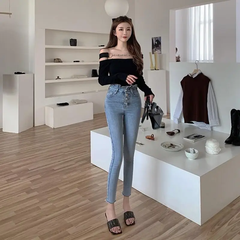 

Women's High Waist Jeans 2026 New Slim Fit Stretch Denim Pants Light Wash Skinny Ankle Length Trouser