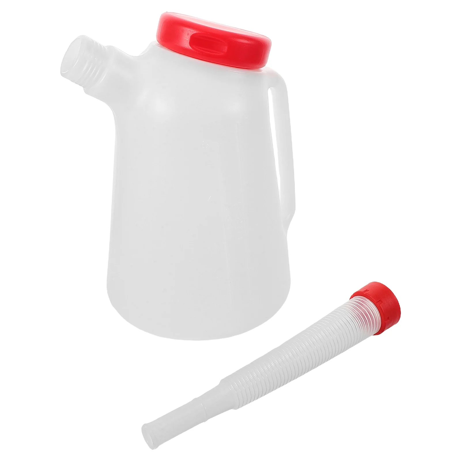 

Oil Jug 5l Oil Measuring Dispenser Container With Long Spout And Red Lid Plastic Scale Oil Refueling Injector Oil Container For