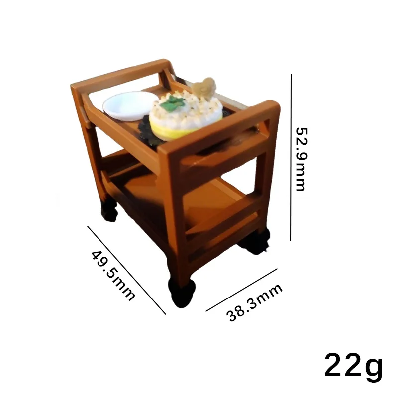 Dollhouse Mini Bar Cart, Service Trolley with Wheels,Rolling Serving Cart for Dollhouse Kitchen,Bar&Restaurant SceneLayout