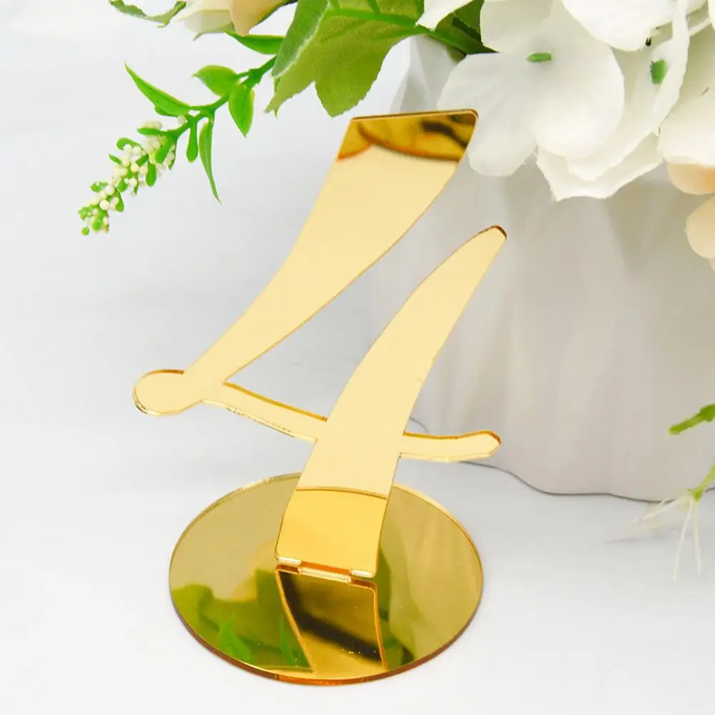 Seat Number Card Reusable Mirror Surface Seat Sign Glossy Add Atmospheres Seat Number Standing Wedding Golden Table Number