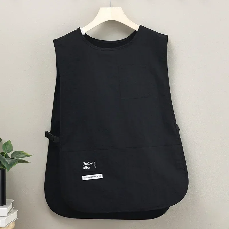 Waterproof and stain-resistant Apron solid color nylon vest style Beauty apron sleeved apron worn by cooks chef and servers