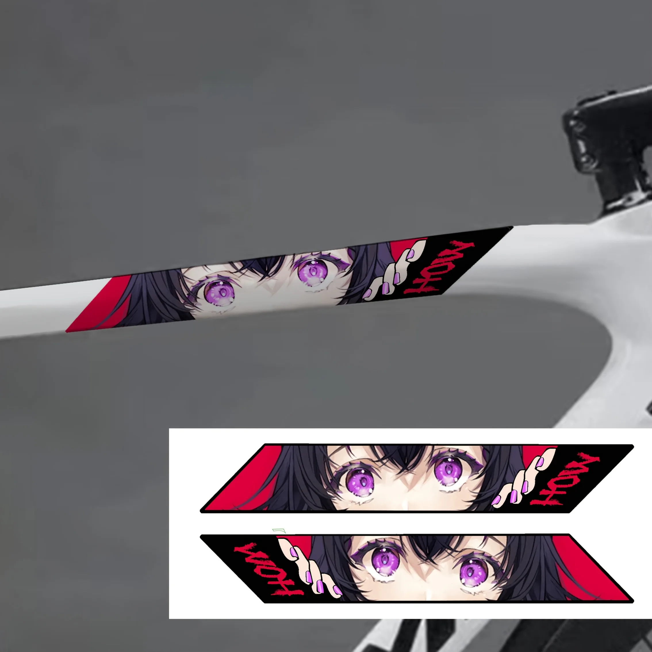 Adesivi piatti 2D Decalcomanie per telaio bici a tema anime |   Finiture opache impermeabili |   Plastica autoadesiva per bici da strada e da montagna