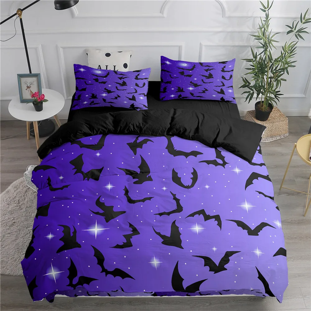 Halloween Flying Vampire Bedding Set Bats Duvet Cover Witchcraft Magic Comforter Cover Single Double King Polyester Quilt Cover