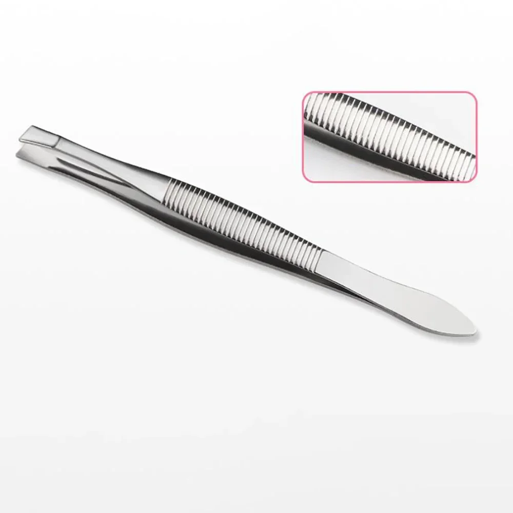 2pcs Portable Stainless Steel Eyebrow Tweezer Eyebrow Trimmer Shaper Facial Hair Remover Puller Slanted Tip Makeup Beauty Tools