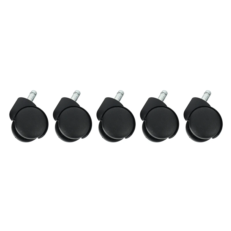 50Mm Office Chair Roller Castor Wheels - Set Of 5 - Black