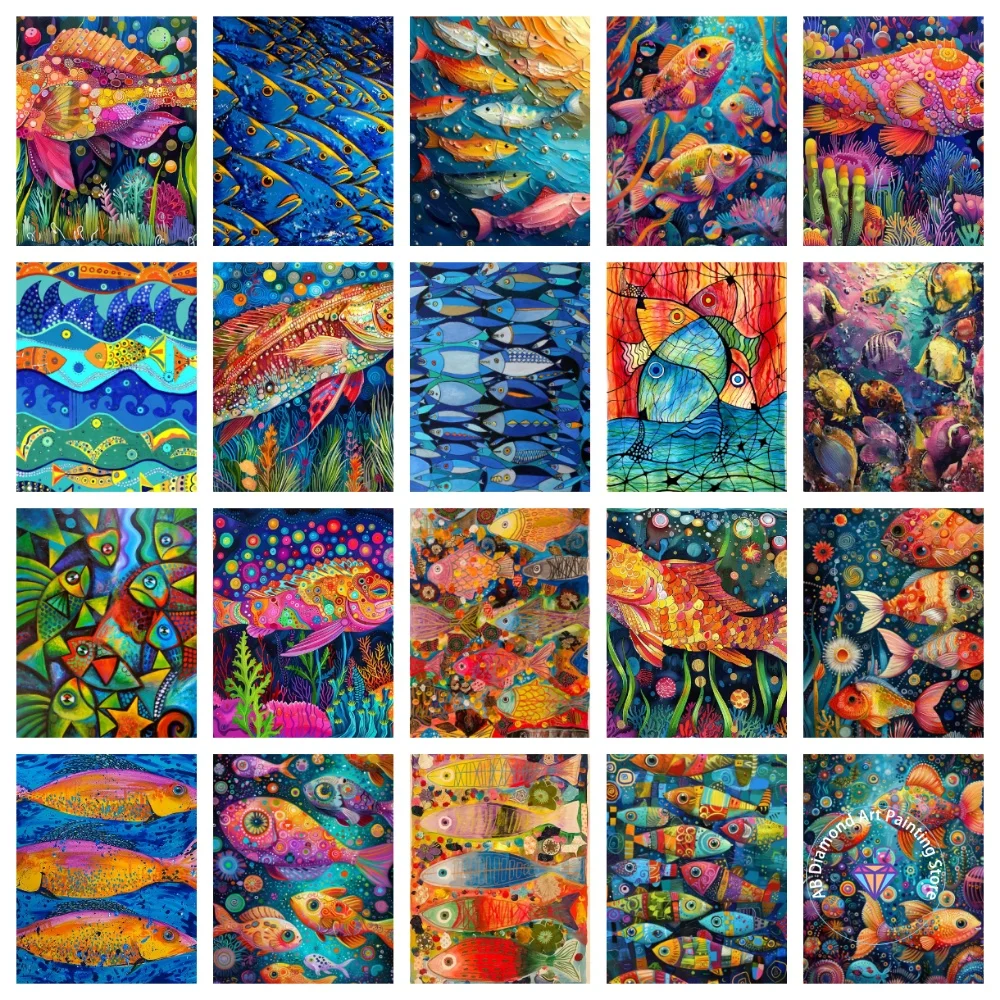 

Abstract Underwater Colorful Fish AB Diamond Painting Kit Square Round Diamond 5D DIY Mosaic Handmade Art Adult Gift Home Decor