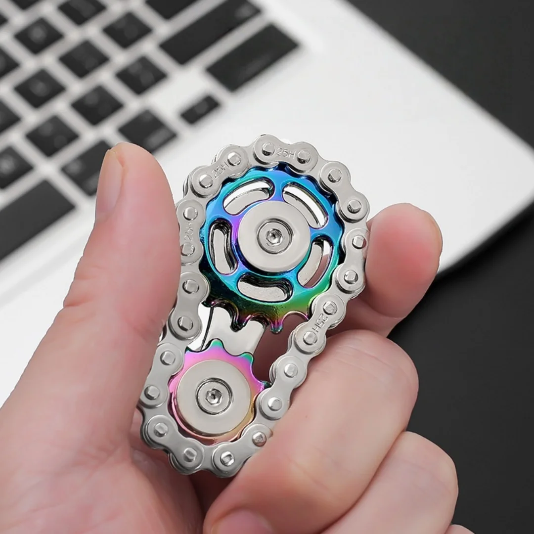 Sprockets Flywheel Fingertip Gyro Fidget Spinner Antistress Anxiety Metal Bike Chains EDC Spinner Fidget Toys For Adult Kids