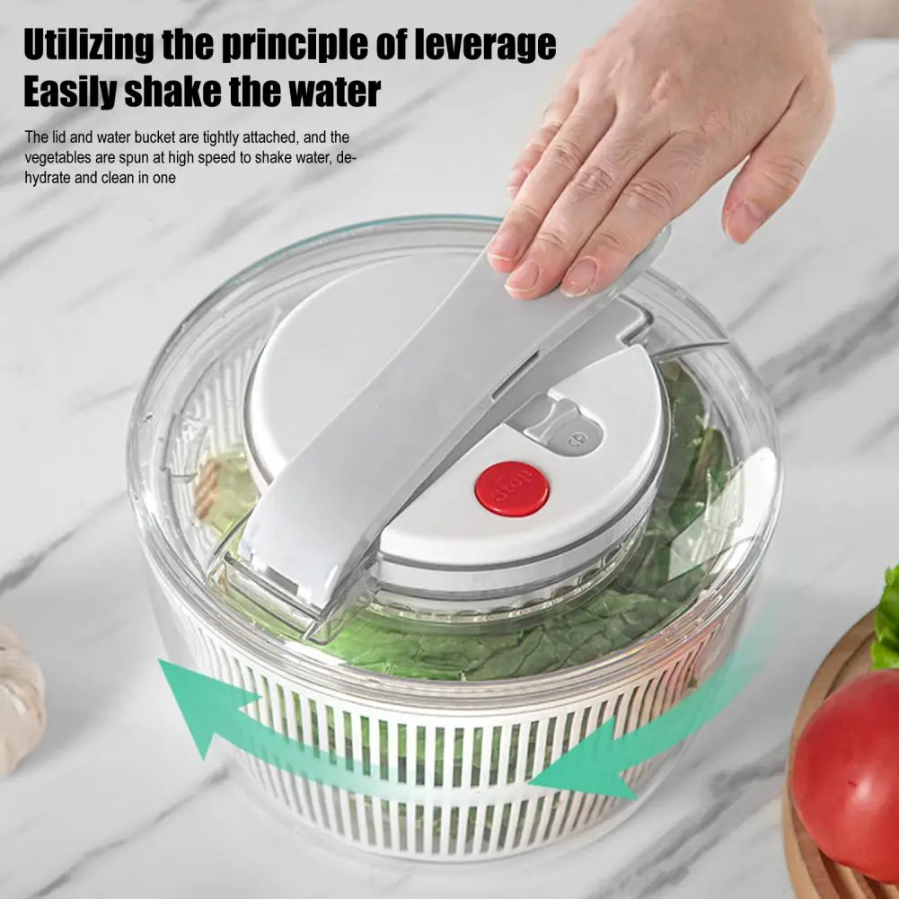 Large Manual Salad Spinner With Colander Draining System Multi-functional Plastic Vegetable Fruit Washer