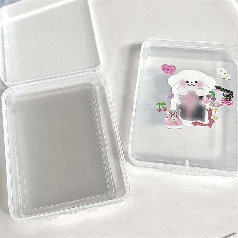 INS Small Plastic Storage Box Flip Storage Box Classification Box Card Holder Film Storage Box Transparent Sticker Stationery
