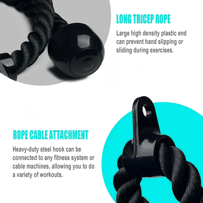 

Универсальный регулируемый сверхмощный трицепс - крепление системы шкивов с несколькими захватами для тросовых машин, тренажерных залов и домашнего использования